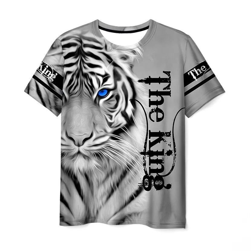 Lion 3D Printing T-shirt Personalized Customization High Quality Large Size Sports Casual Short Sleeve Summer Street Clothing